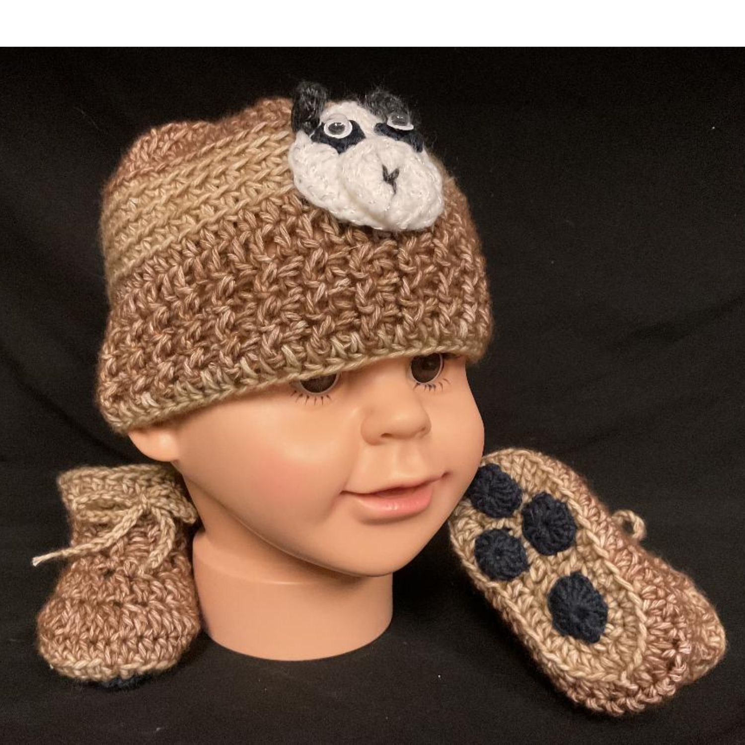 Panda Bear  Baby/Toddler Beanie and Booties (Includes $2 Discount Shipping)