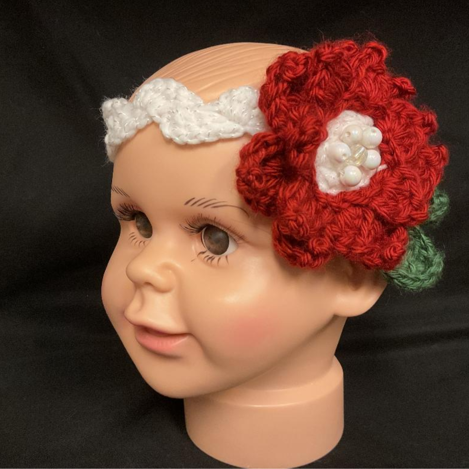 Large Poinsettia  Christmas Crochet Headband (Includes $2 Discount Shipping)