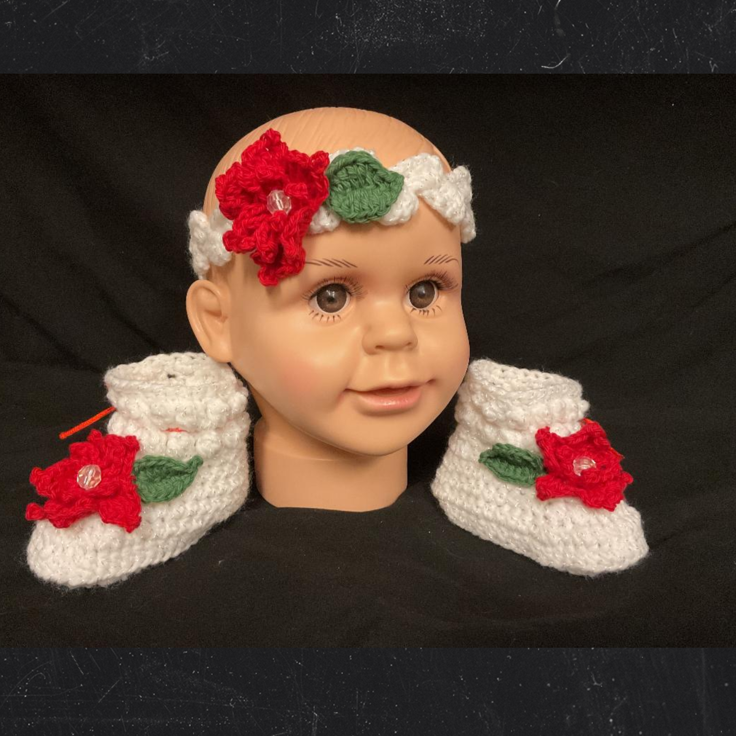 Small Poinsettia  Christmas Headband and Booties (Includes $2 Discount Shipping)